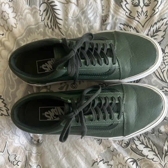 Stacked Vans Old Skool Thyme Green Tumbled Leather RARE Size 8.5 Womens (7 Mens) - Picture 2 of 5